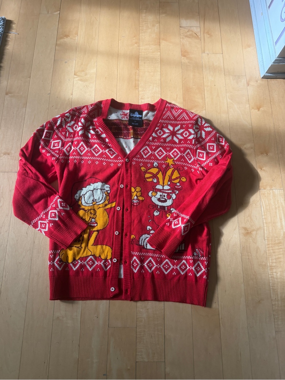 Red Holiday Graphic Cardigan Sweater - Men